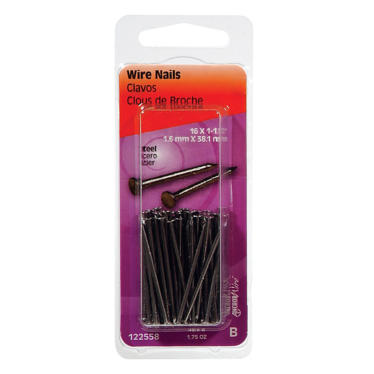 Hillman 122558 1-1/2 in. Wire Bright Steel Nail Flat