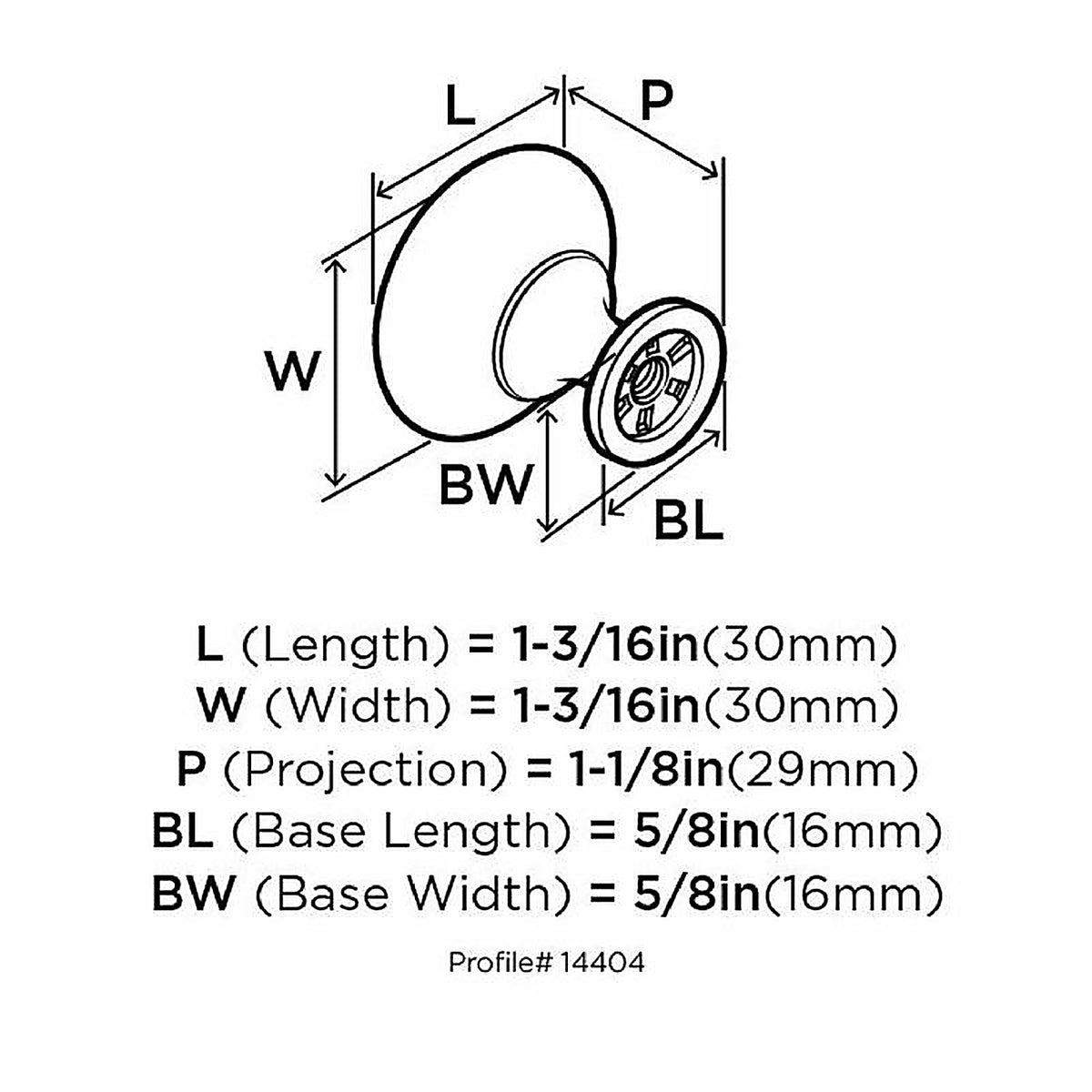 Amerock - 14404SCH - Allison Round Cabinet Knob 1-3/16 In. D 1-1/8 In. Brushed Chrome 1 Pack