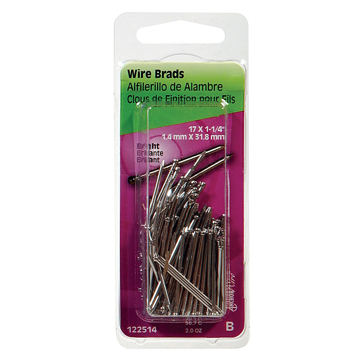 Hillman 122514 17 Ga. x 1-1/4 in. L Bright Steel Brad Nails 1/Pack 2 oz.