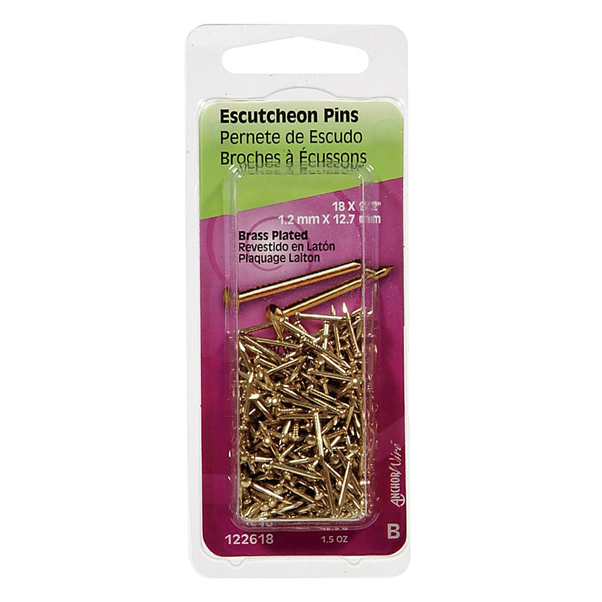 Hillman 122618 18 Ga. x 1/2 in. L Brass-Plated Steel Escutcheon Pins 1/Pack 1.5 oz.
