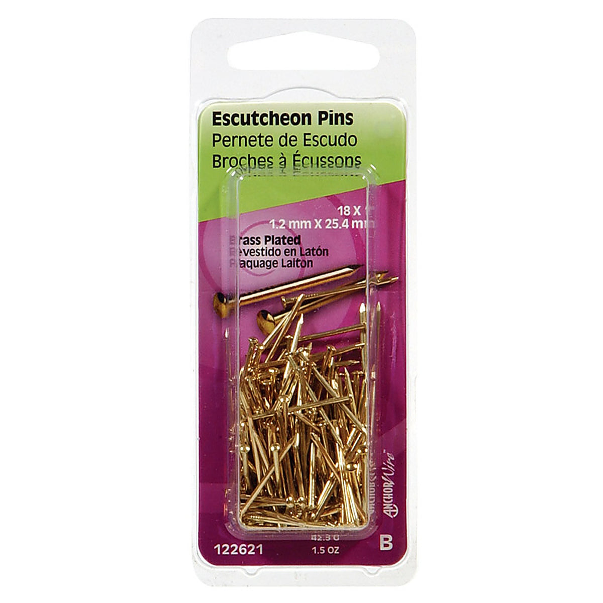 Hillman 122621 18 Ga. x 1 in. L Brass-Plated Steel Escutcheon Pins 1/Pack 1.5 oz.