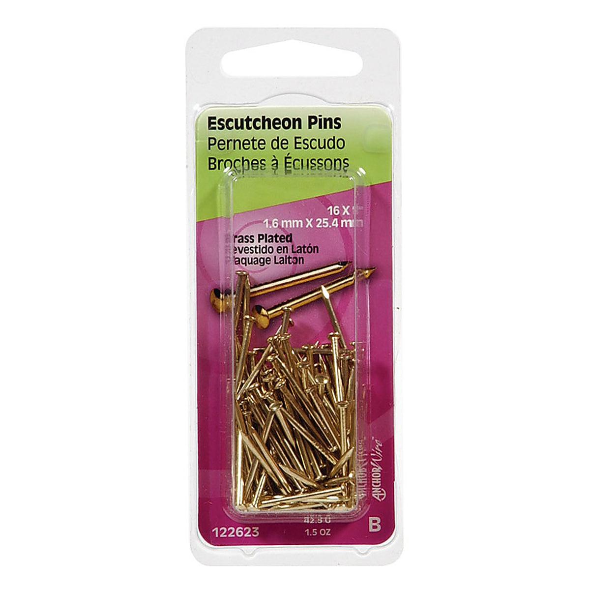 Hillman 122623 16 Ga. x 1 in. L Brass-Plated Steel Escutcheon Pins 1/Pack 1.5 oz.