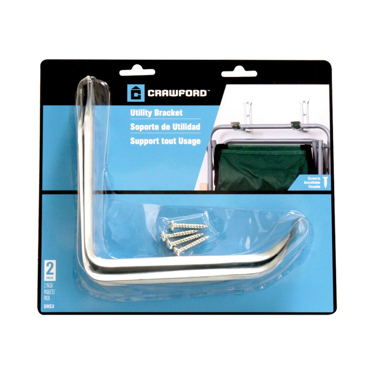 Crawford UHS3 5.27 in. L Silver Steel Medium Utility Ladder Hook 20 lb. capacity 2/Pack
