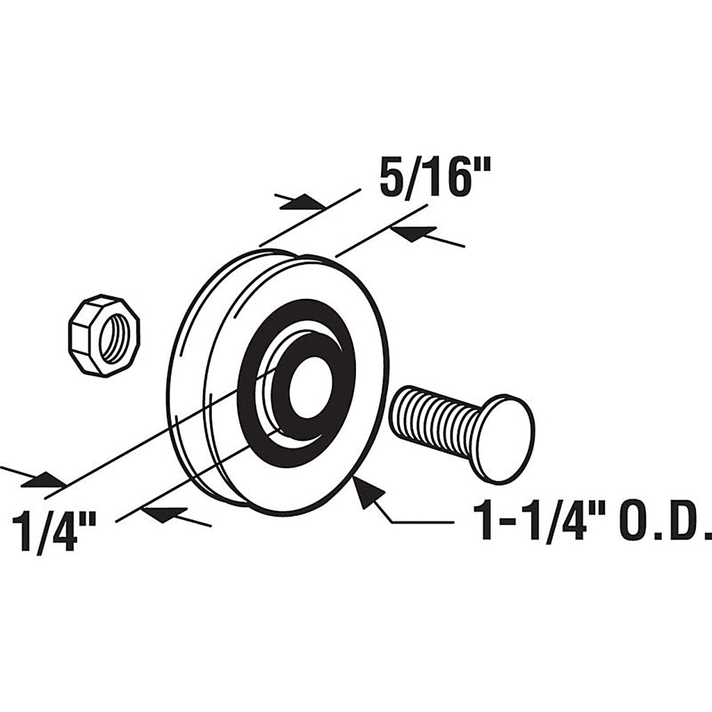 Prime-Line - D 1504 - 1-1/4 in. D X 5/16 in. L Nylon Roller Assembly 2 pk