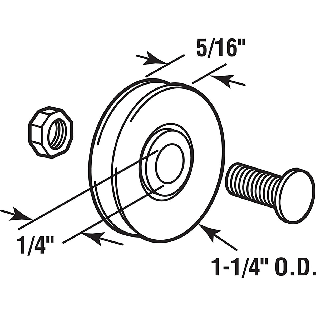 Prime-Line - D 1502 - 1-1/4 in. D X 5/16 in. L Steel Roller Assembly 2 pk