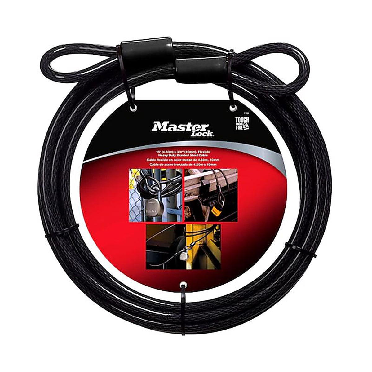 Master Lock - 72DPF - 3/8 In. D X 180 In. L Vinyl Coated Steel Flexible Braided Steel Cable