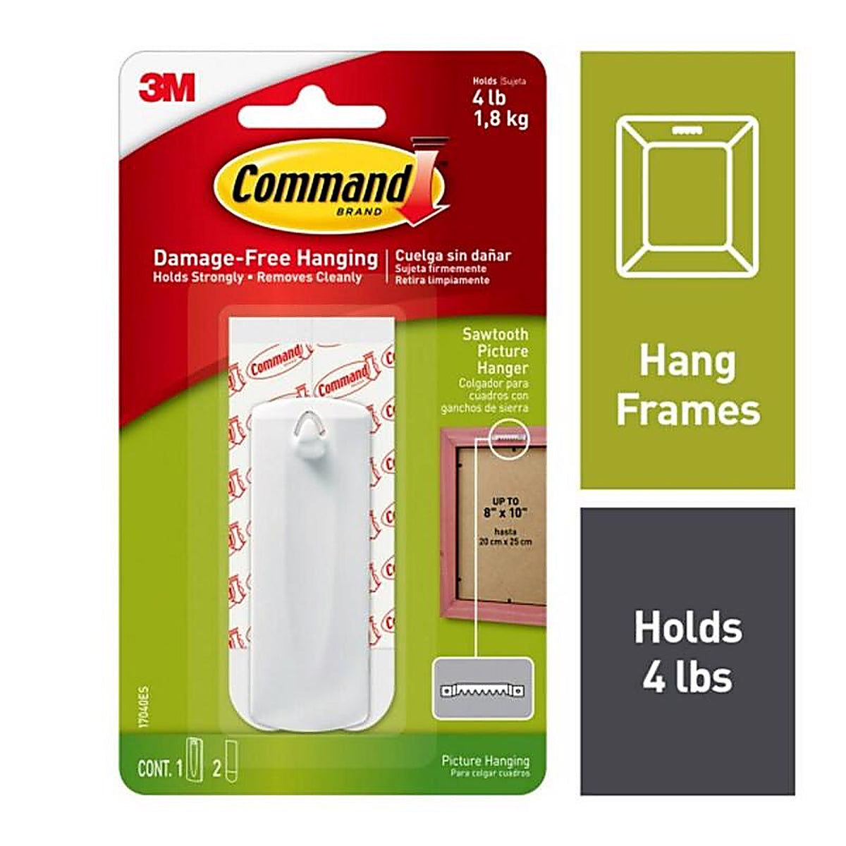 3M 17040ES Command White Sawtooth Picture Hanger 4 lb. 1/Pack
