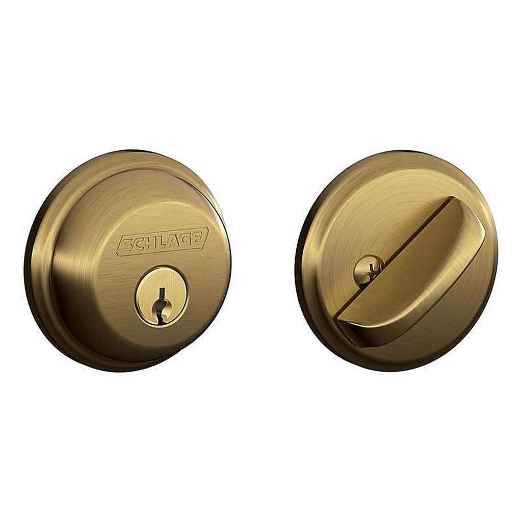 Schlage - B60 N G 609 - Antique Brass Zinc Single Cylinder Deadbolt