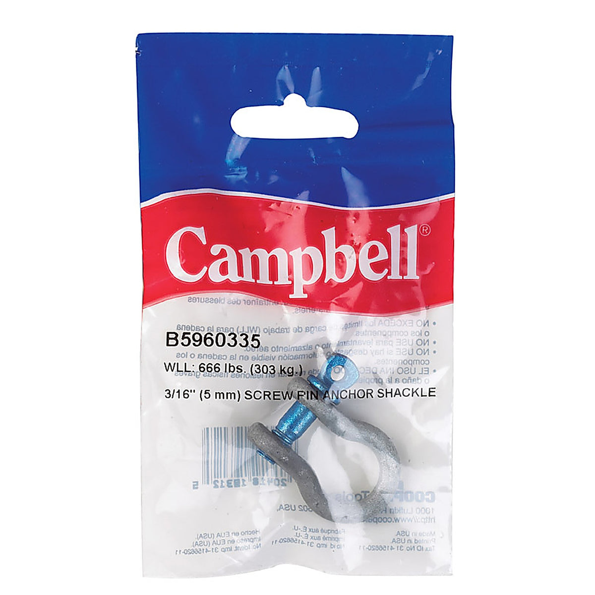 Campbell T9640335 Galvanized Forged Carbon Steel Anchor Shackle 1/3