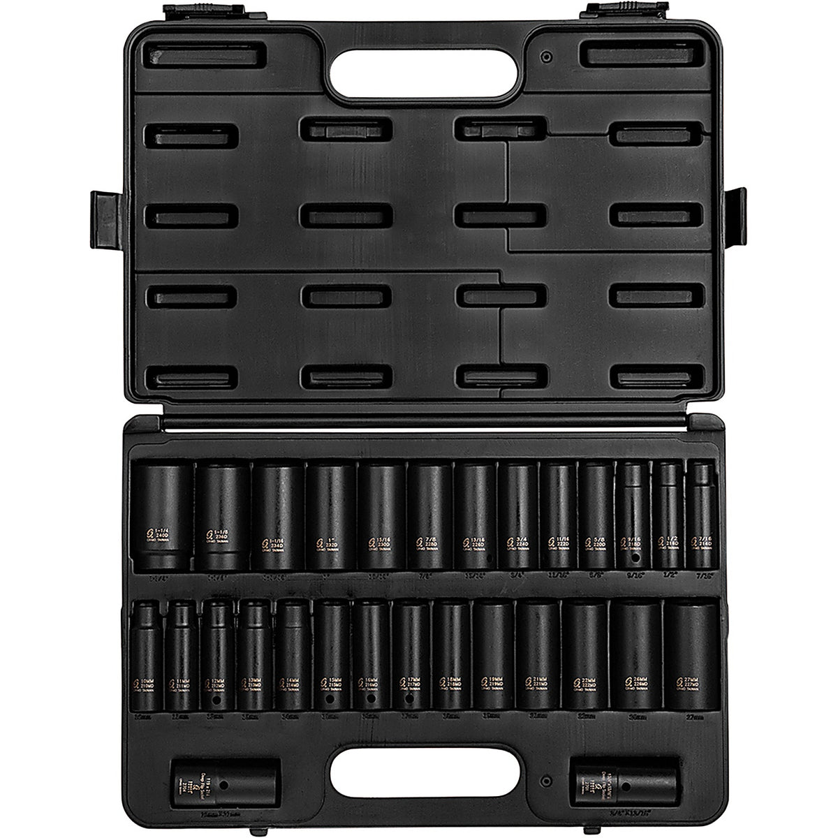 Sunex 5153DD 29/pc 1/2in. Drive SAE & Metric Master Double Deep Impact Socket Set
