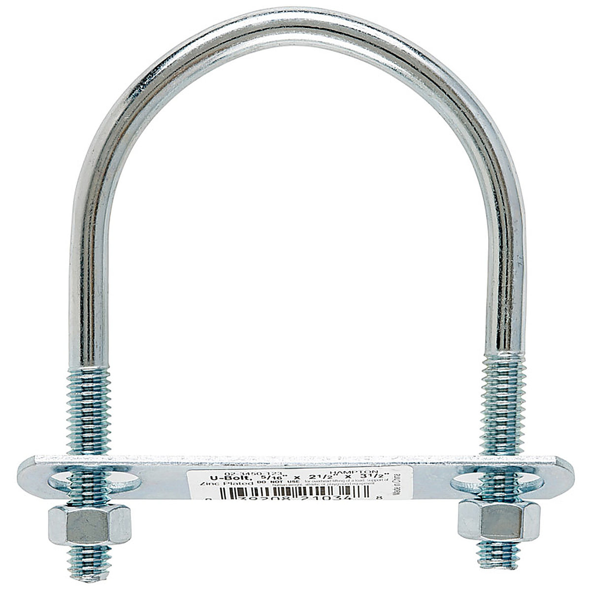Hampton 02-3450-123 5/16 in. x 2-1/2 in. W x 3-1/2 in. L Coarse Zinc-Plated Steel U-Bolt