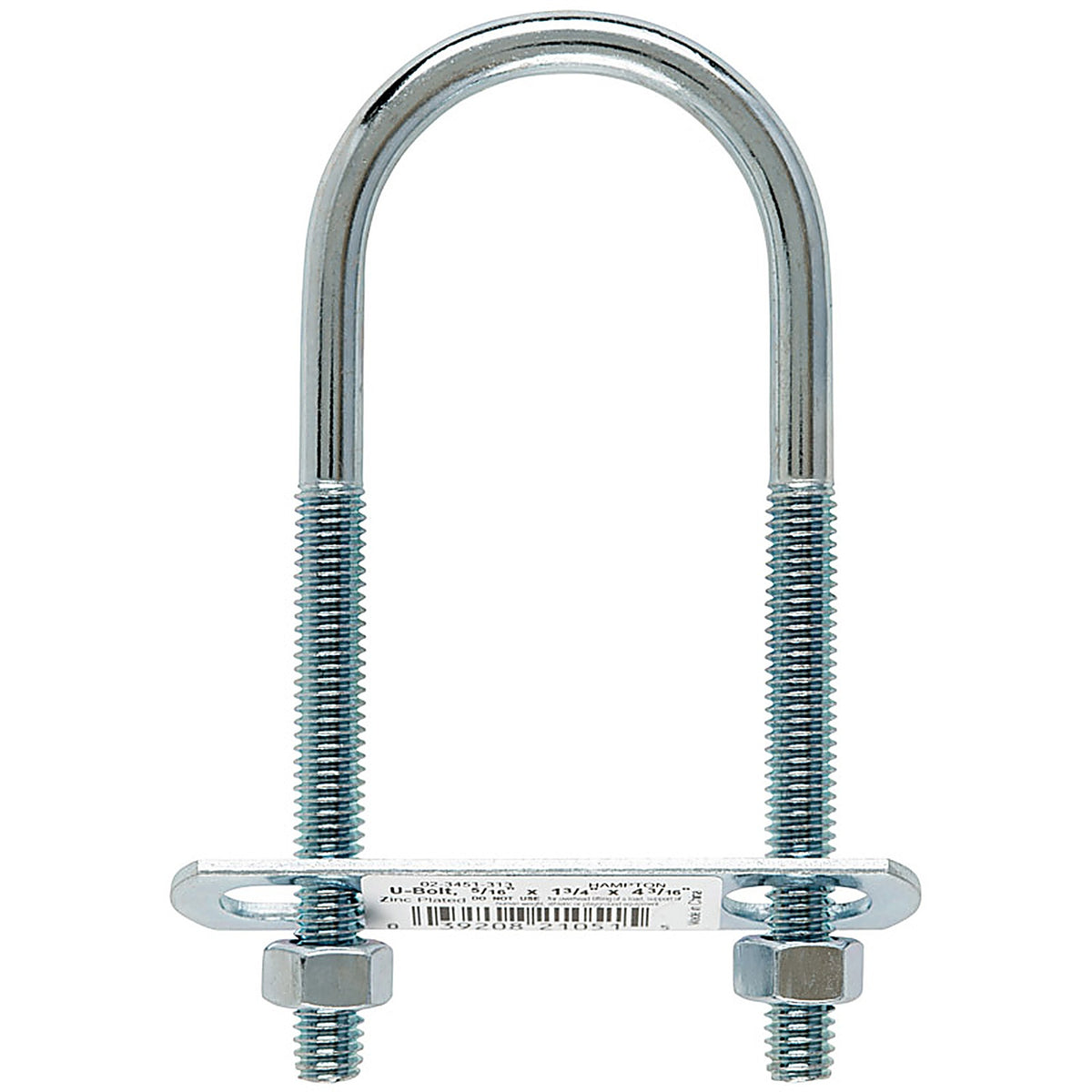 Hampton 02-3451-313 5/16 in. x 1-3/4 in. W x 4-3/16 in. L Coarse Zinc-Plated Steel U-Bolt
