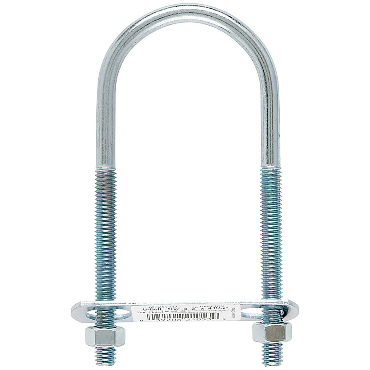 Hampton 02-3451-317 5/16 in. x 2 in. W x 4-3/4 in. L Coarse Zinc-Plated Steel U-Bolt