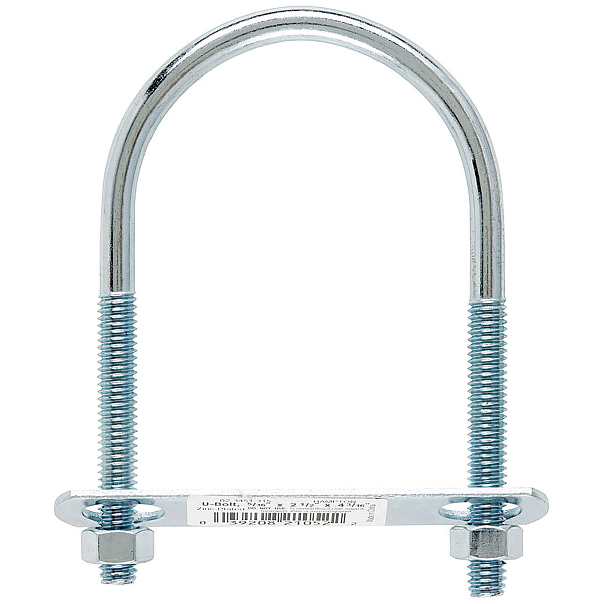 Hampton 02-3451-315 5/16 in. x 2-1/2 in. W x 4-1/4 in. L Coarse Zinc-Plated Steel U-Bolt