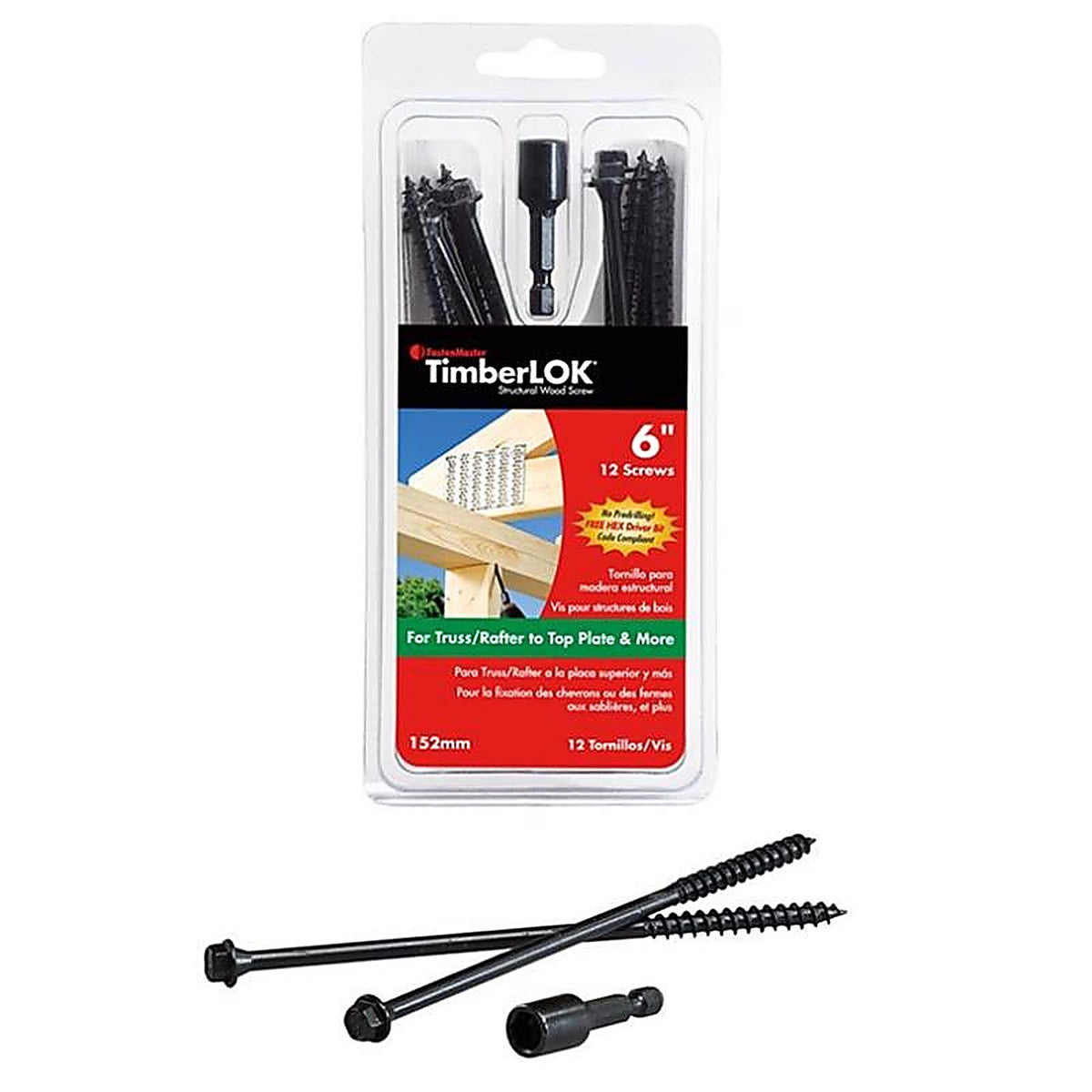 FastenMaster FMTLOK06-12 TimberLOK No. 10 x 6 in. L Hex Epoxy Wood Screws 12/Pack