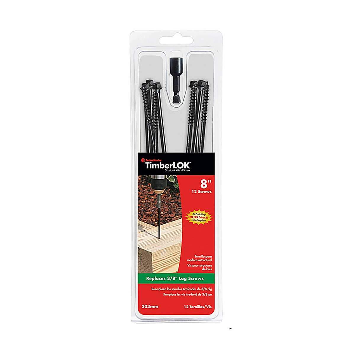 FastenMaster FMTLOK08-12 TimberLOK No. 10 x 8 in. L Hex Epoxy Wood Screws 12/Pack