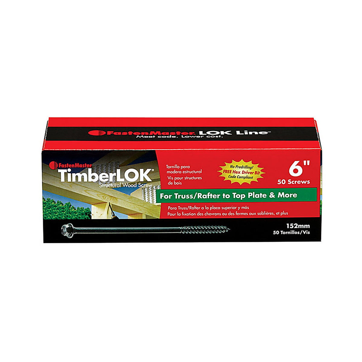 FastenMaster FMTLOK06-50 TimberLOK No. 10 x 6 in. L Hex Epoxy Wood Screws 50/Pack