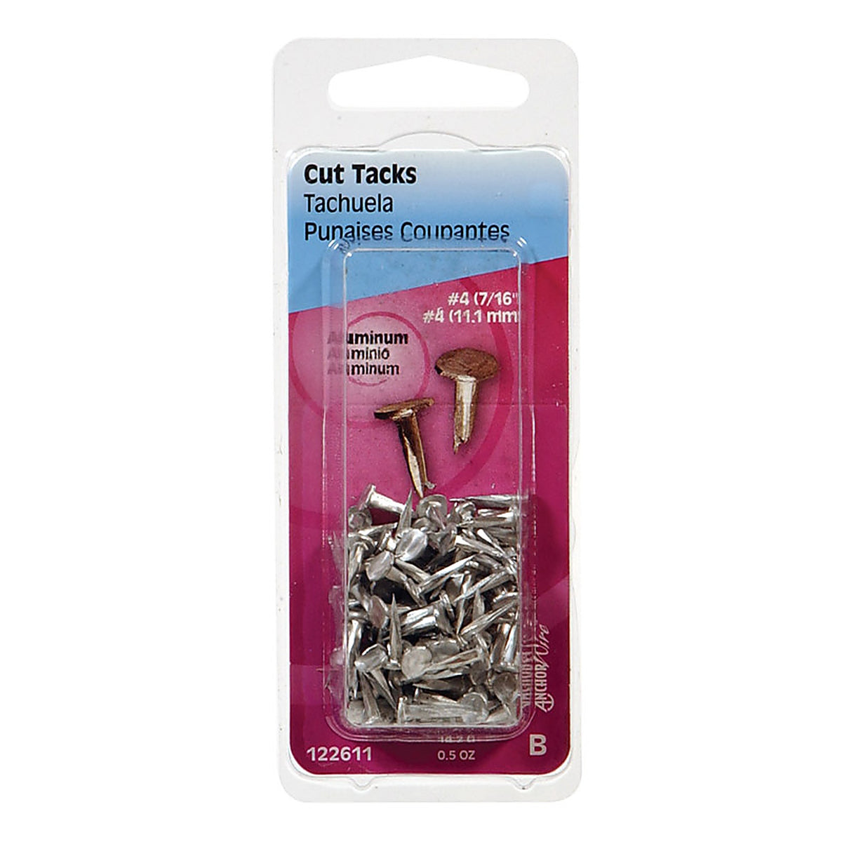 Hillman 122612 No. 6 x 1/2 in. L Silver Aluminum Cut Tacks 0.5/Pack