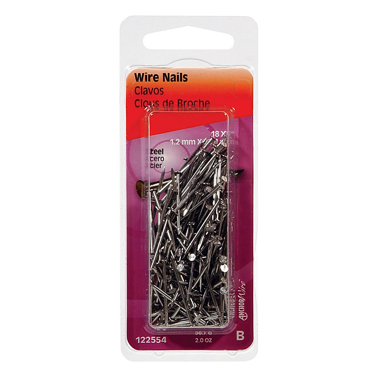 Hillman 122554 1 in. Wire Bright Steel Nail Flat