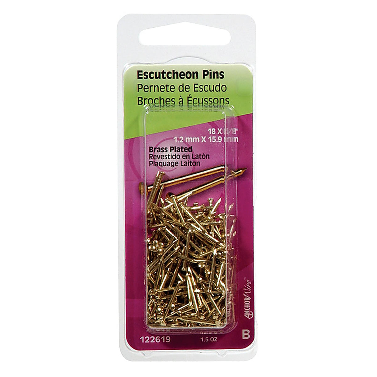 Hillman 122619 18 Ga. x 5/8 in. L Brass-Plated Steel Escutcheon Pins 1/Pack 1.5 oz.