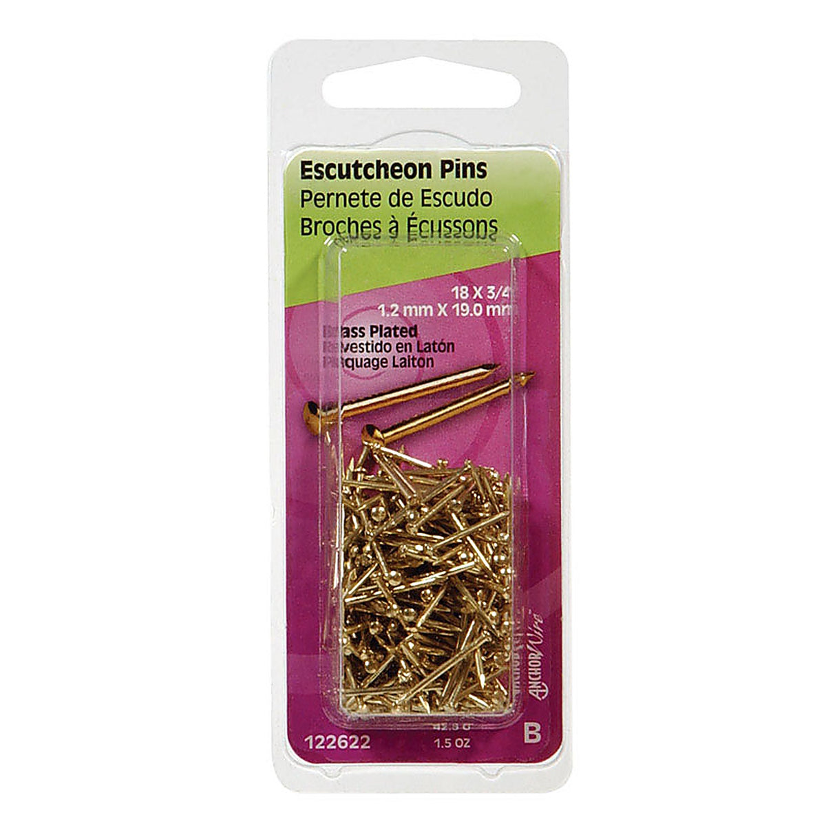 Hillman 122622 18 Ga. x 3/4 in. L Brass-Plated Steel Escutcheon Pins 1/Pack 1.5 oz.