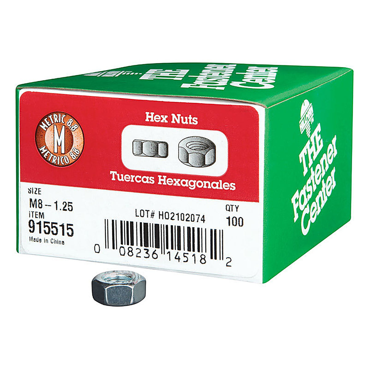 Hillman 915515 M8-1.25 mm Zinc-Plated Steel Metric Hex Nut 100/Pack