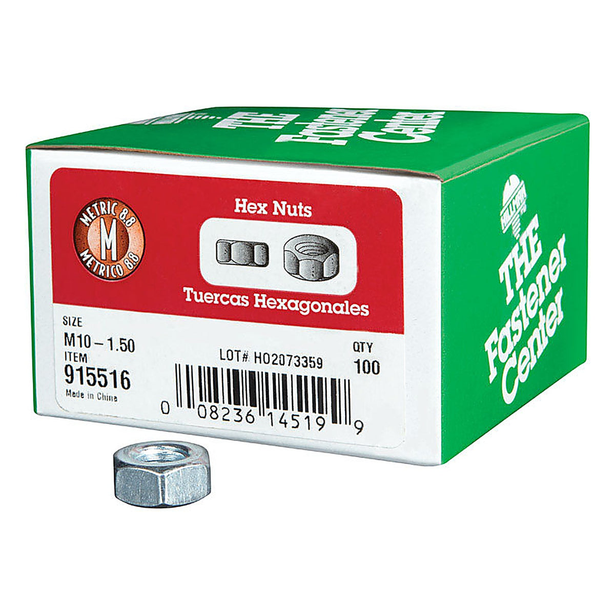 Hillman 915516 M10-1.50 mm Zinc-Plated Steel Metric Hex Nut 100/Pack