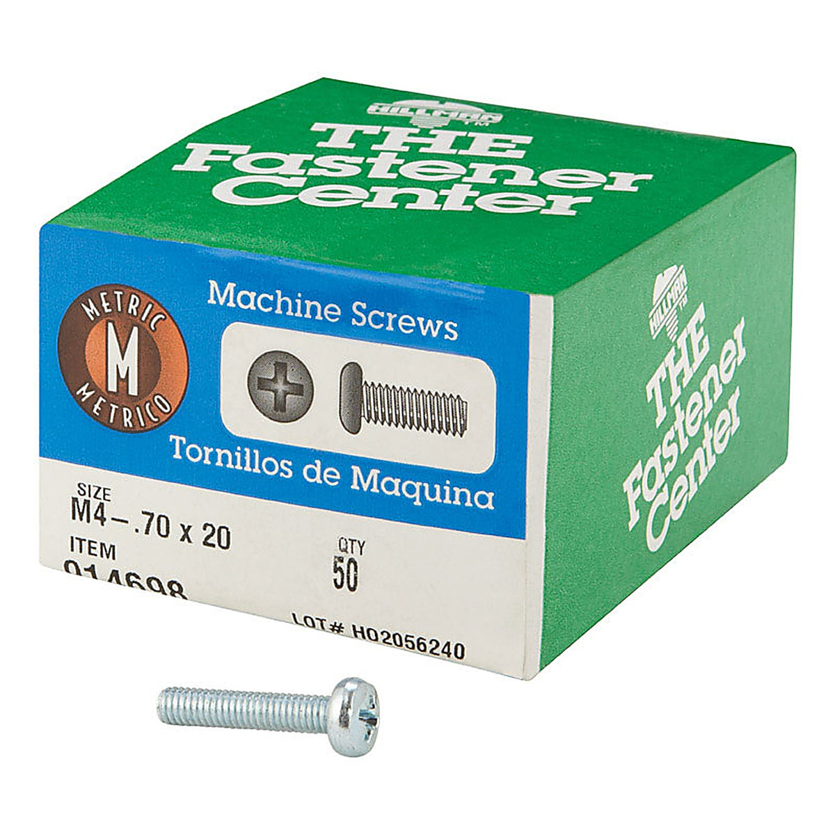 Hillman 914698 M4-0.7 x 20 mm L Phillips Pan Head Zinc-Plated Steel Metric Machine Screws 50/Pack