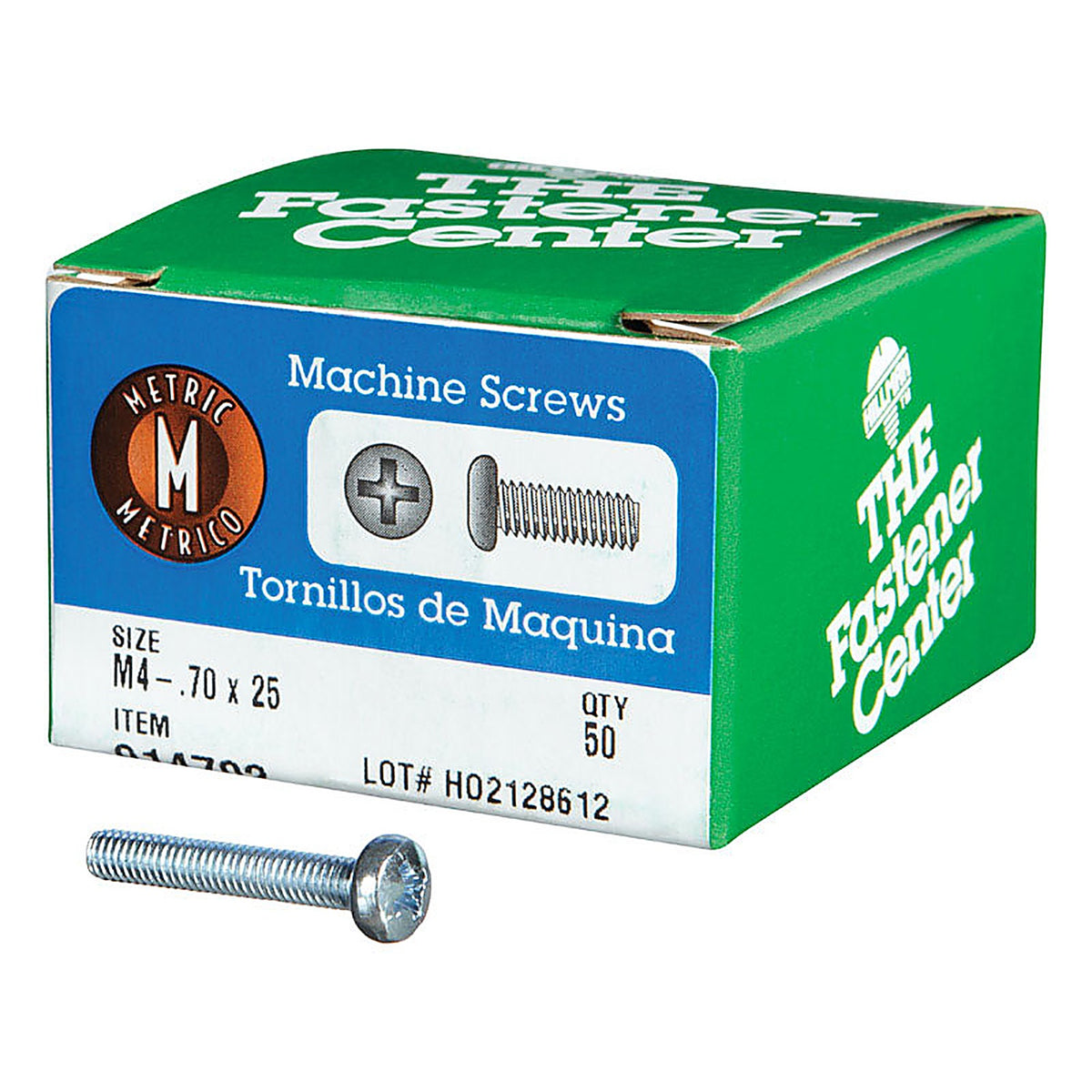 Hillman 914702 M4-0.7 x 25 mm L Phillips Pan Head Zinc-Plated Steel Metric Machine Screws 50/Pack