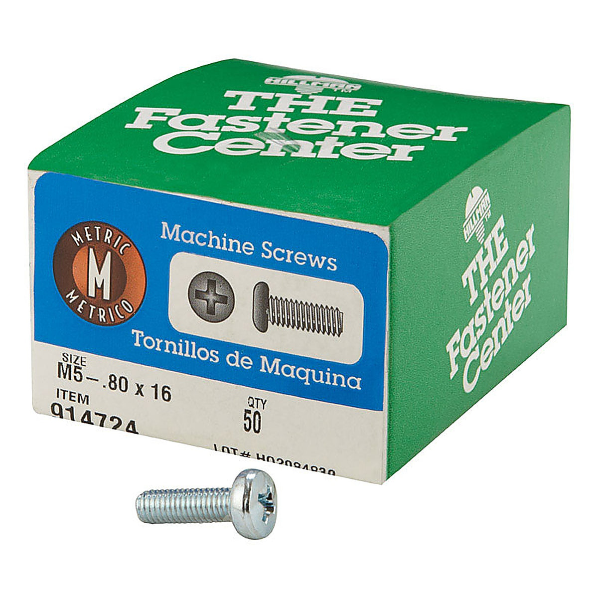 Hillman 914724 M5-0.8 x 16 mm L Phillips Pan Head Zinc-Plated Steel Metric Machine Screws 50/Pack