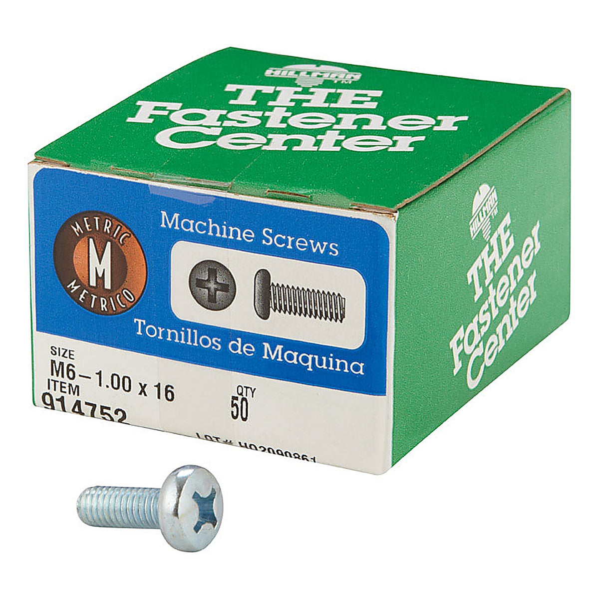 Hillman 914752 M6-1 x 16 mm L Phillips Pan Head Zinc-Plated Steel Metric Machine Screws 50/Pack