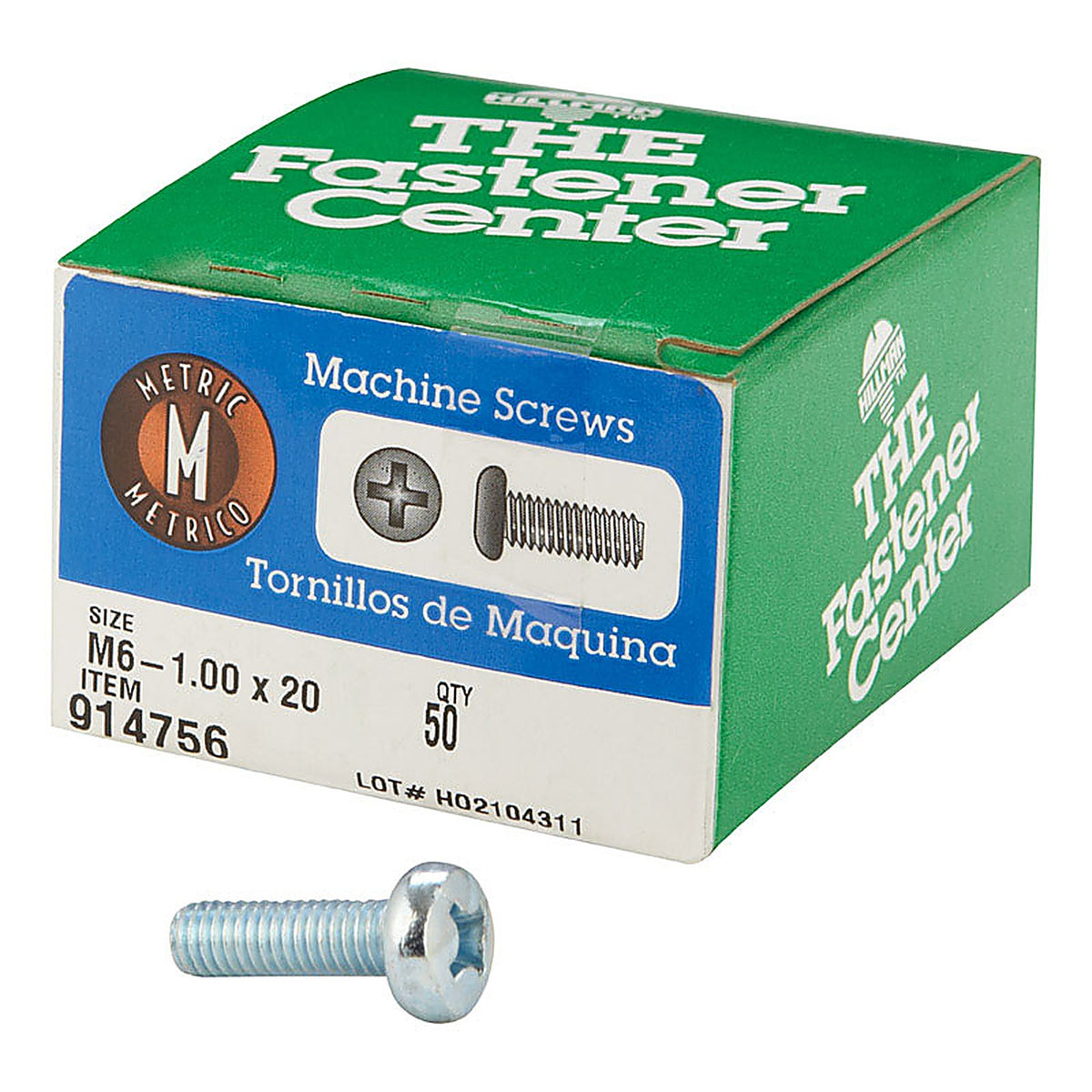 Hillman 914756 M6-1 x 20 mm L Phillips Pan Head Zinc-Plated Steel Metric Machine Screws 50/Pack