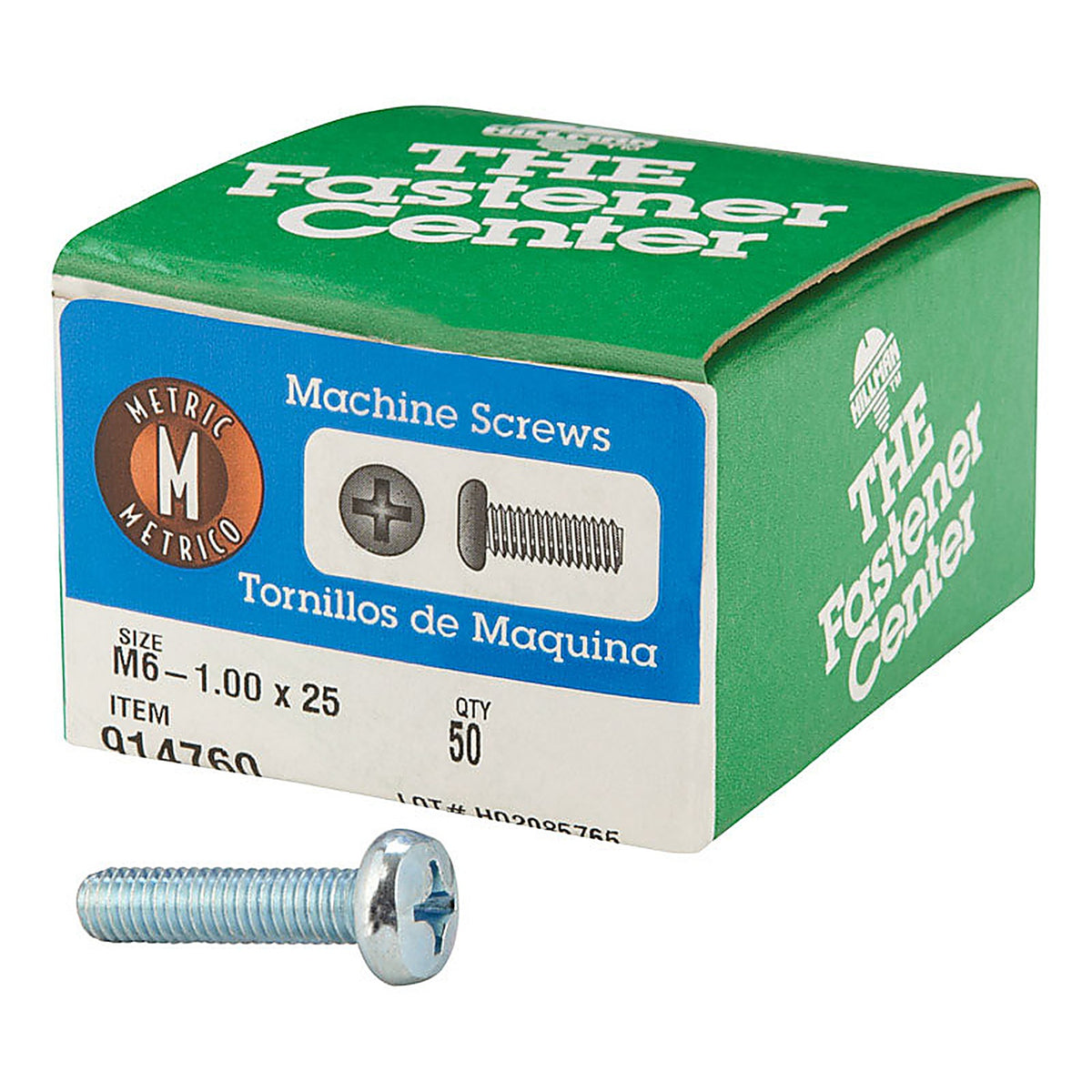 Hillman 914760 M6-1 x 25 mm L Phillips Pan Head Zinc-Plated Steel Metric Machine Screws 50/Pack