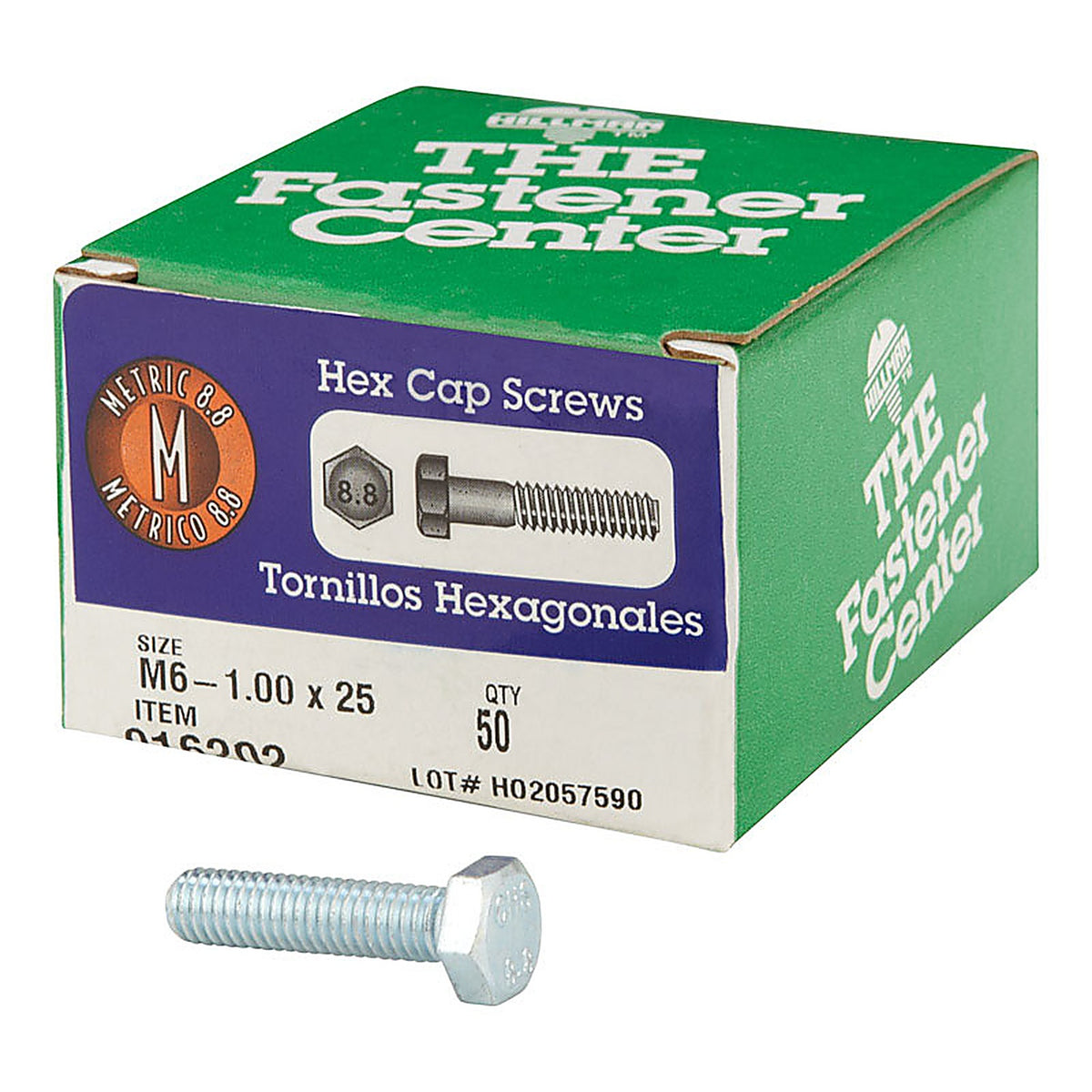 Hillman 916202 M6-1.00 mm Dia. x 25 mm L Heat Treated Steel Hex Head Cap Screw 50/Pack