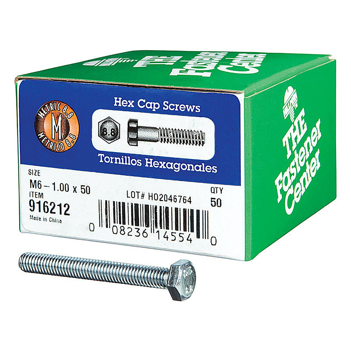 Hillman 916212 M6-1.00 mm Dia. x 50 mm L Heat Treated Steel Hex Head Cap Screw 50/Pack