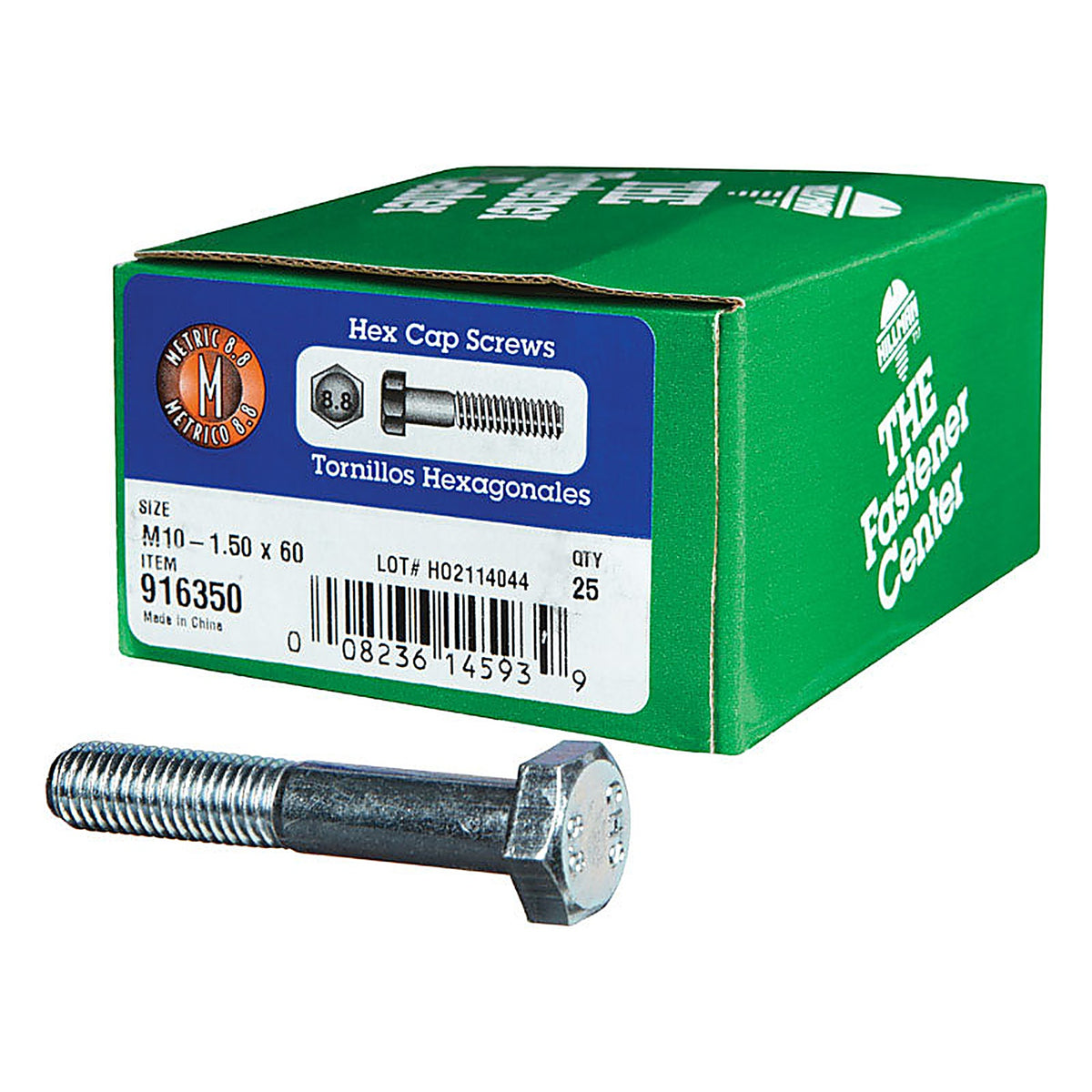 Hillman 916350 M10-1.50 mm Dia. x 60 mm L Heat Treated Steel Hex Head Cap Screw 25/Pack