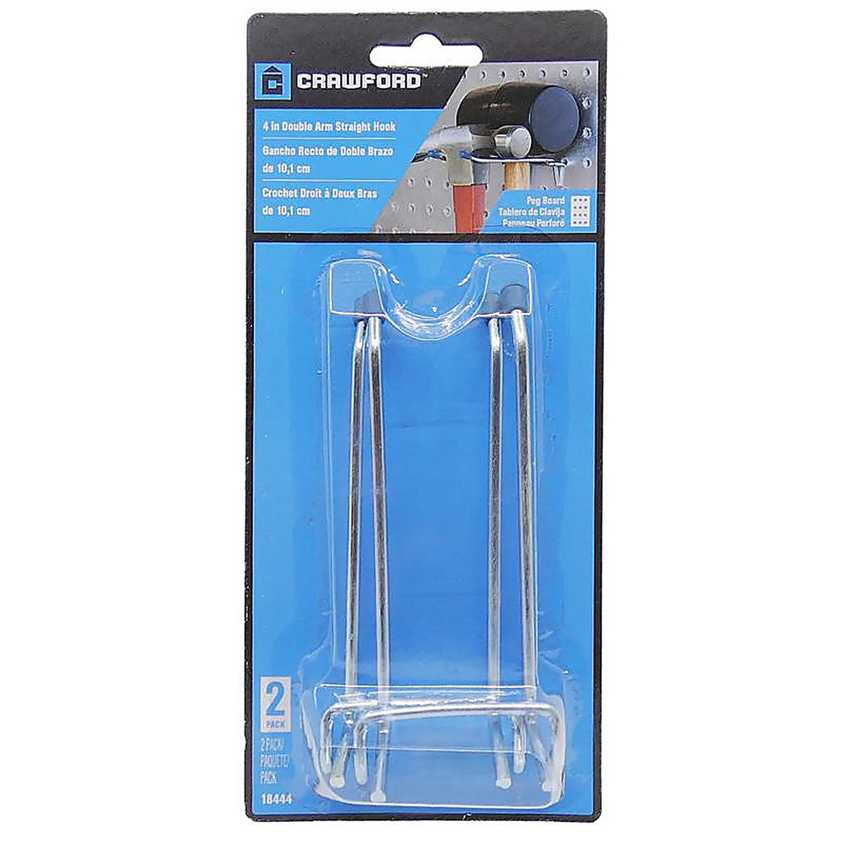 Crawford 18444 Zinc Plated Silver Steel 4 in. Peg Hooks 2/Pack