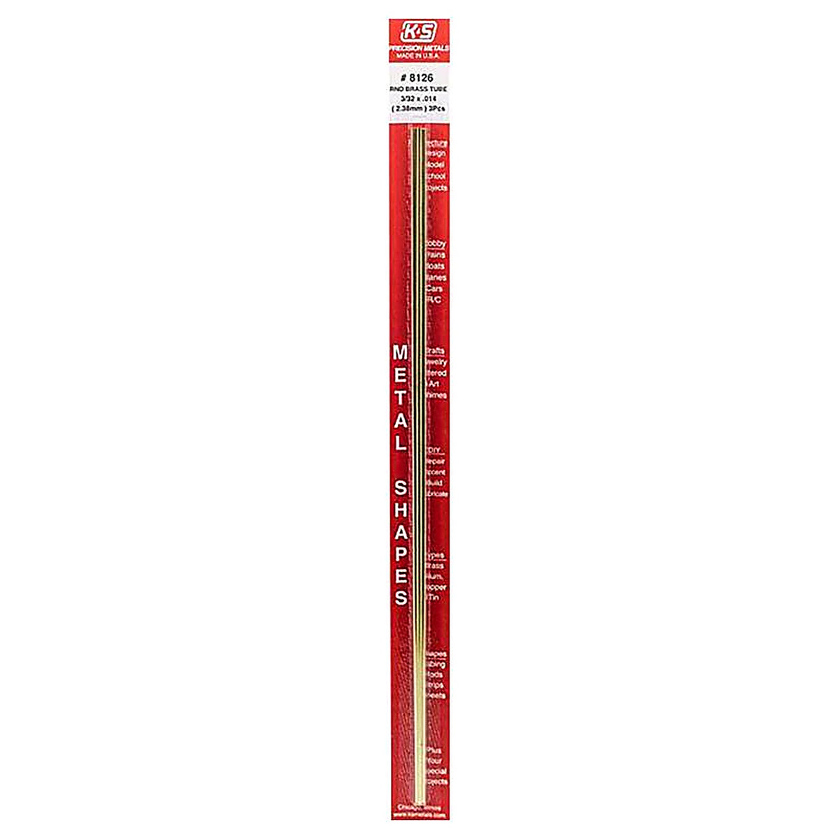 K&S 8126 3/32 in. Dia. x 12 in. L Round Brass Tube 3/Pack