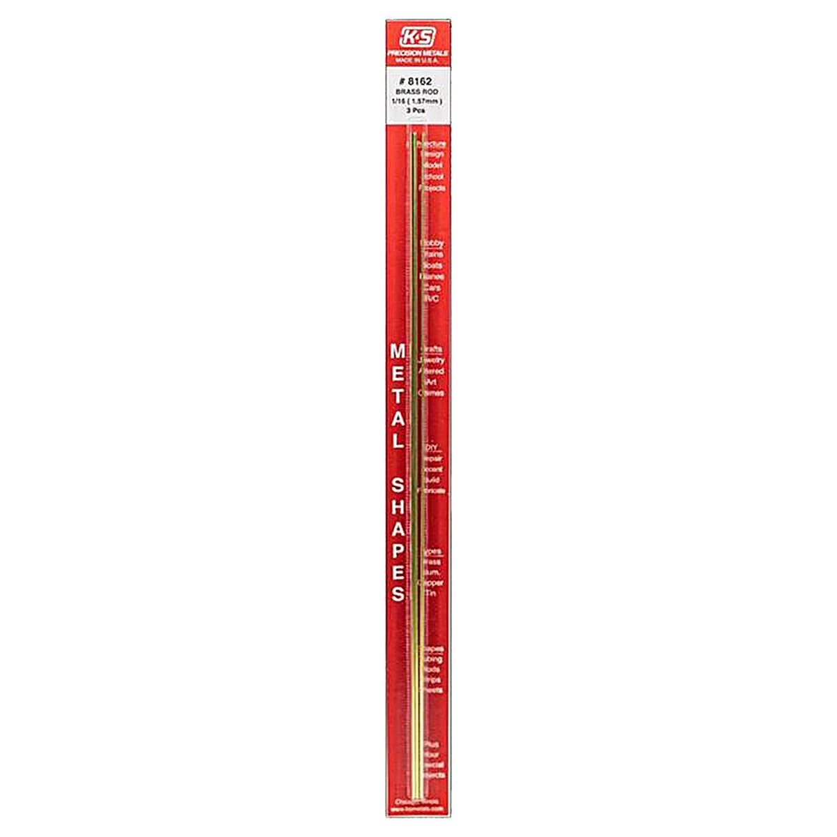 K&S 8162 1/16 in. Dia. x 12 in. L Brass Rod 3/Pack