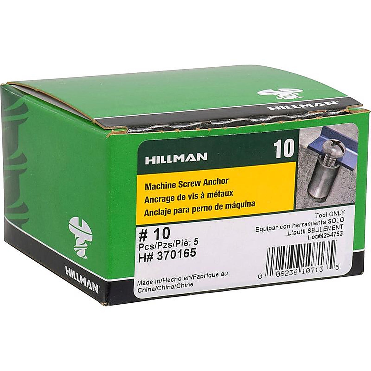 Hillman - 370165 - 0.36 In. D X 3.5 In. L Carbon Steel Round Head Setting Tool Machine Screw Anchor 1 Pack