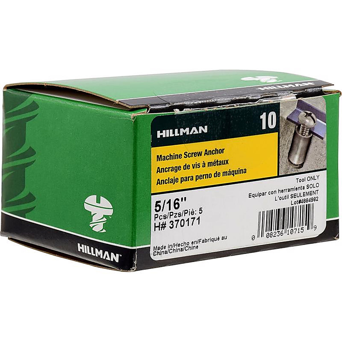 Hillman - 370171 - 5/16 In. D X 3.75 In. L Carbon Steel Round Head Setting Tool Machine Screw Anchor 1 Pack