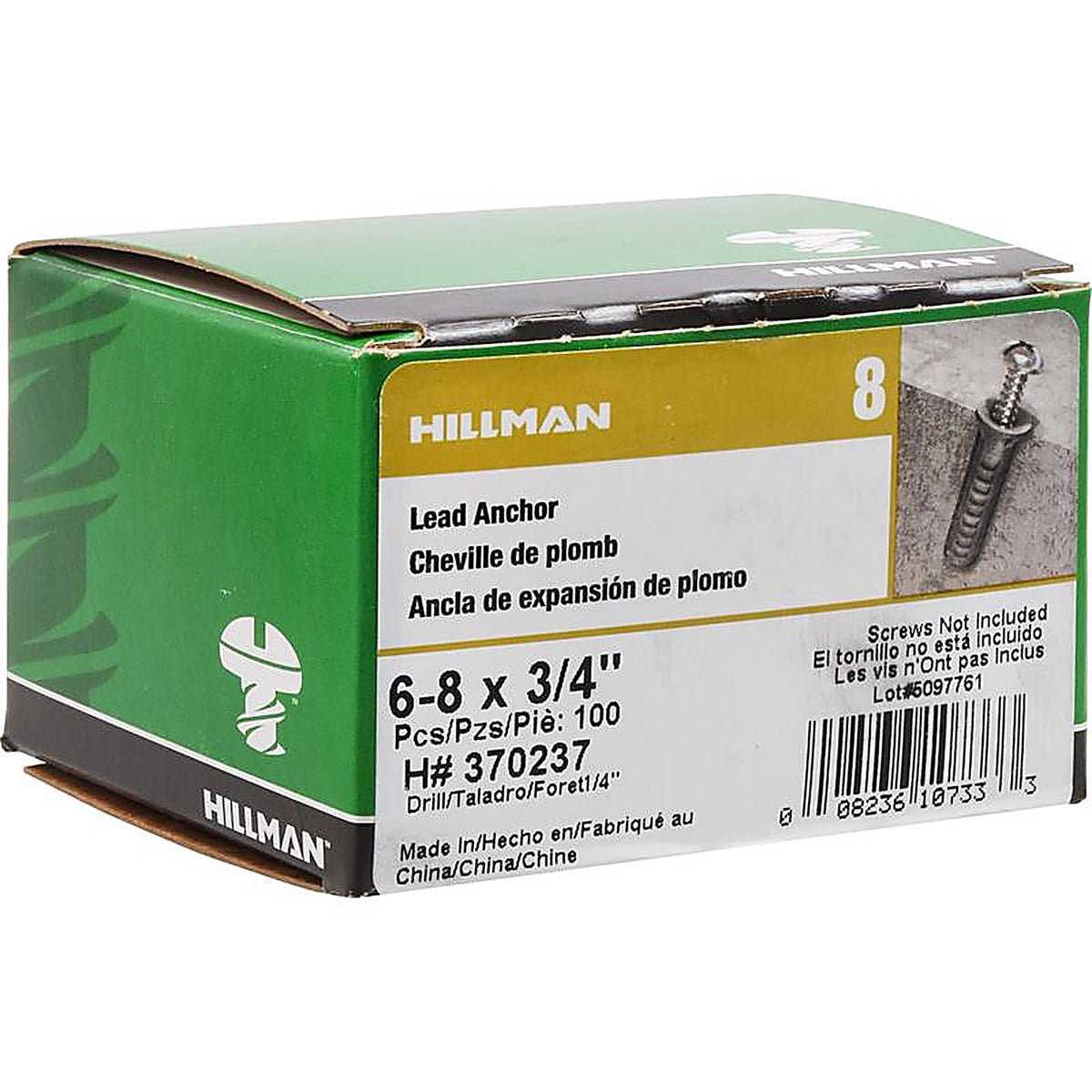 Hillman 370237 .138 in. Dia. x 3/4 in. L Lead Round Head Ribbed Anchor 100/Pack