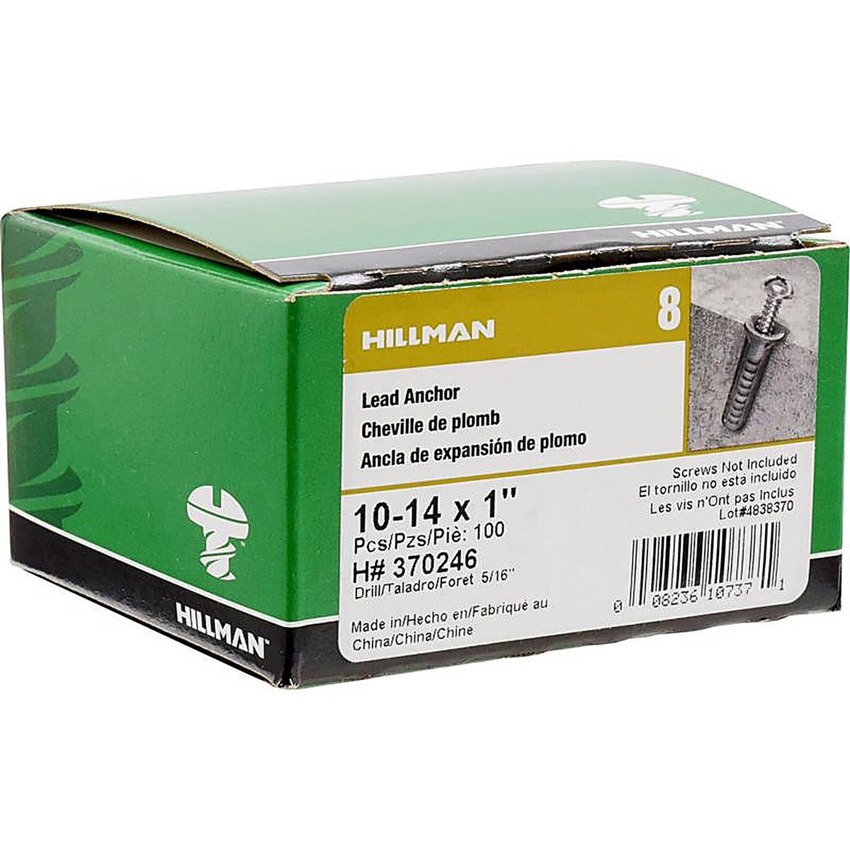 Hillman 370246 .19 in. Dia. x 1 in. L Lead Round Head Ribbed Anchor 100/Pack