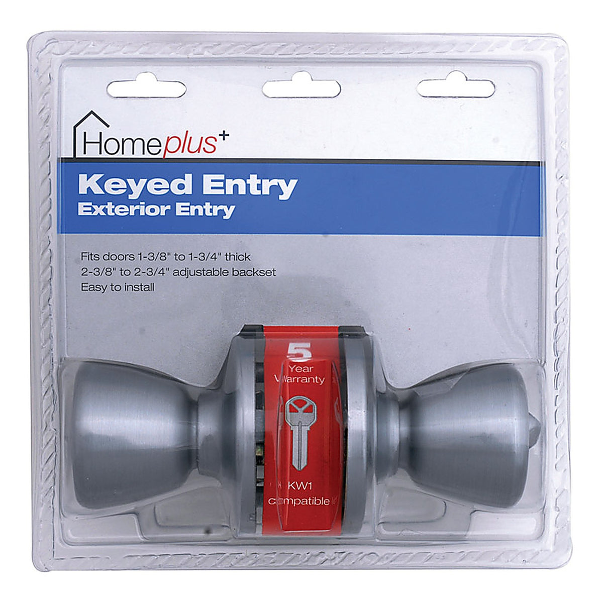 Home Plus LA2102 Satin Chrome Entry Lockset ANSI Grade 3 1-3/4 in.