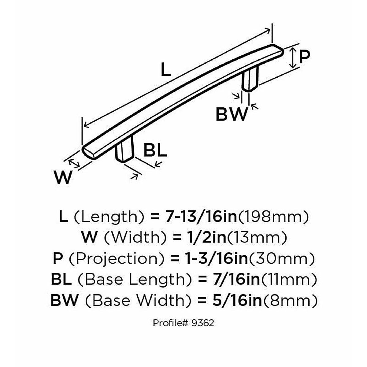 Amerock - BP9362G10 - Cyprus Contemporary Arch Cabinet Pull 5-1/16 In. Satin Nickel Silver 1 Pack