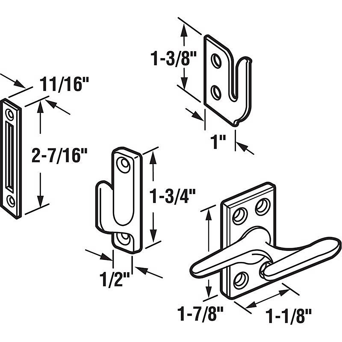 Prime-Line - H 3836 - White Die-Cast Zinc Casement Lock 1 pk