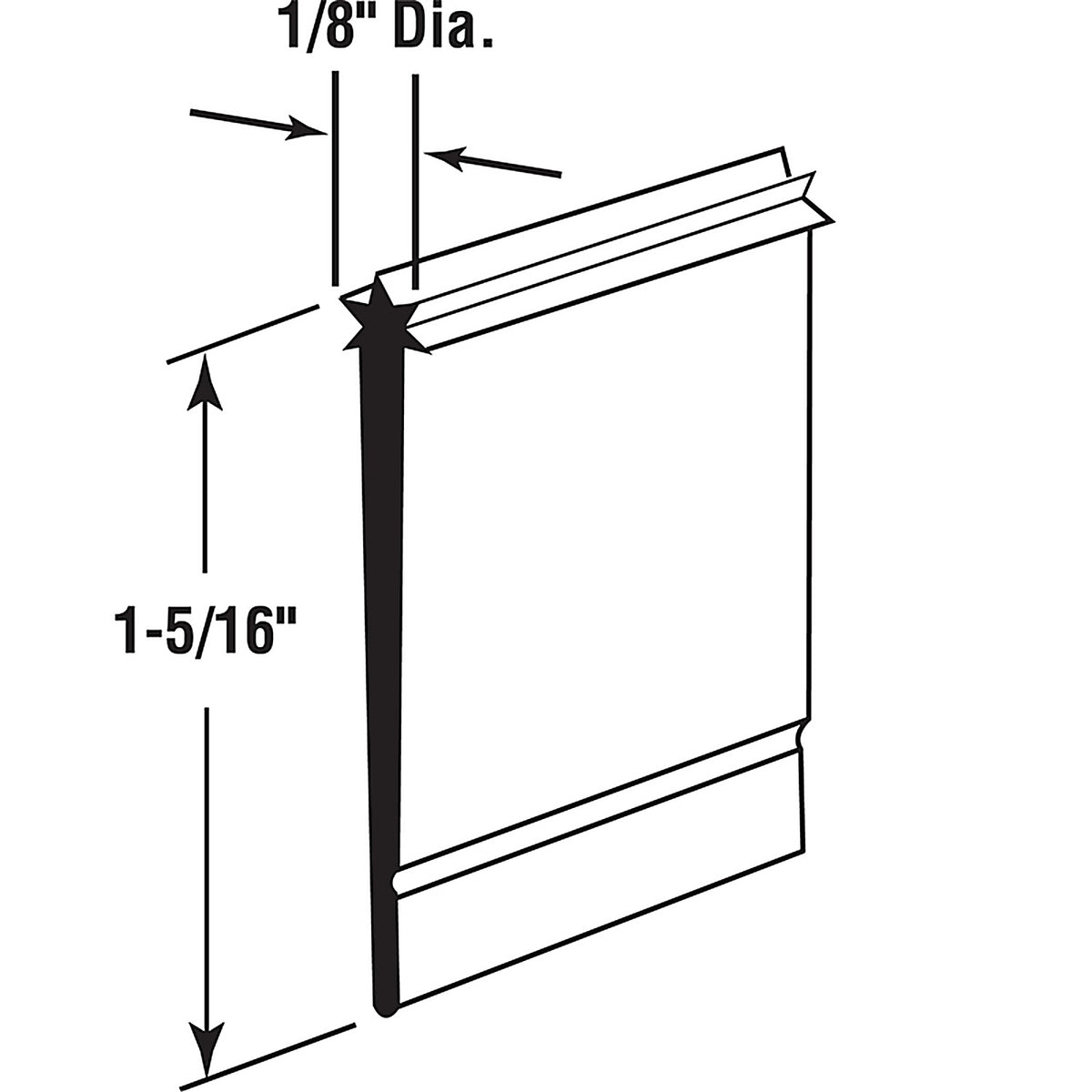 Prime-Line - M 6023 - 1-5/16 in. W Gray Frameless Shower Door Sweep