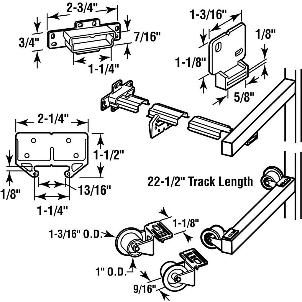 Prime-Line - R 7125 - 22 in. L Plastic Center Guide Drawer Guide Roller Assembly 1 pk