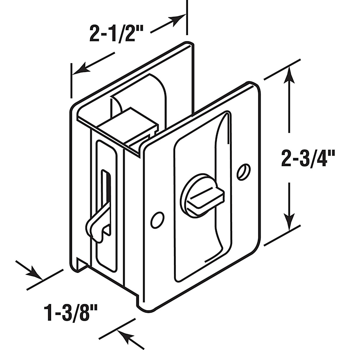 Prime-Line - N 6771 - Polished Brass Gold Solid Brass Pocket Door Privacy Lock 1 pk