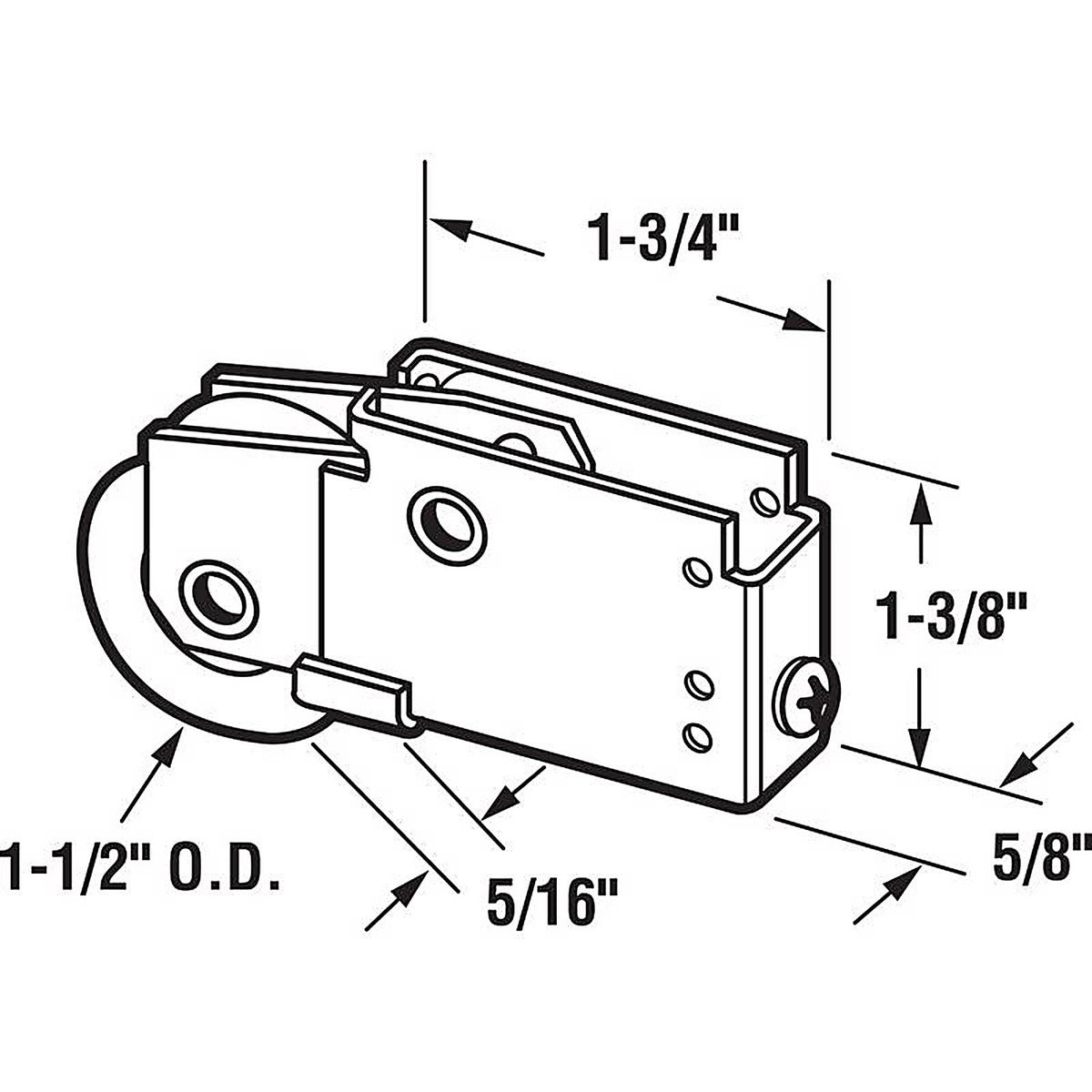 Prime-Line - N 6576 - 1-1/2 in. D X 5/16 in. L Mill Plastic/Steel Mirror Door Bottom Roller 1 pk